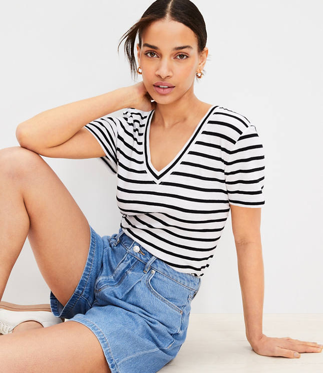 Striped Everyday V-Neck Tee
