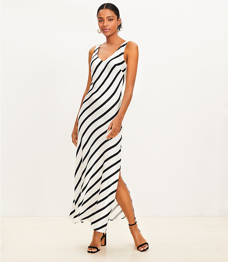 Striped Bias Midi Slip Dress image number 0