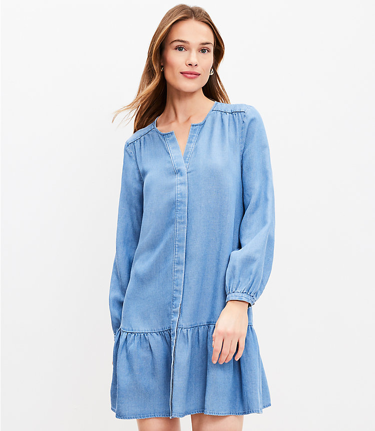 Tall Chambray Flounce Dress image number 0