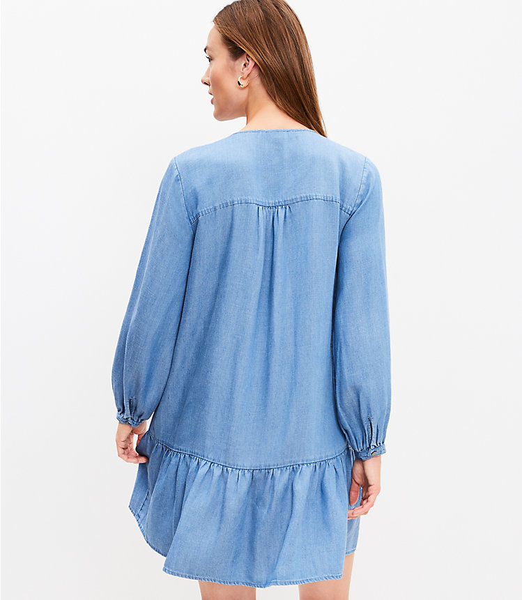 Tall Chambray Flounce Dress image number 2