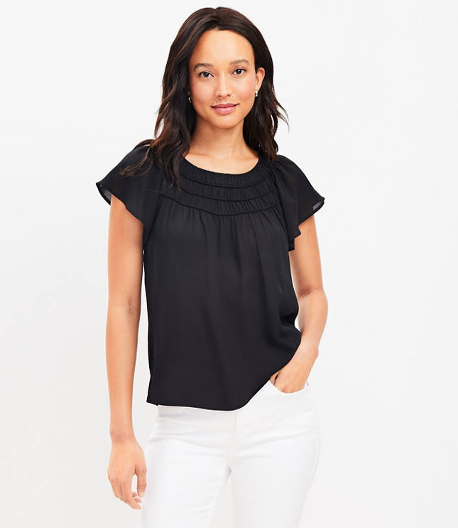 Smocked Bib Flutter Sleeve Top image number 0