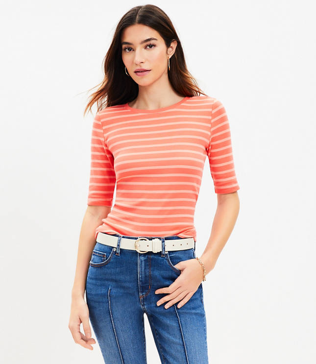 The Softest Ribbed Elbow Sleeve T-Shirt - Main  Elbow sleeve, Elbow sleeve  tops, Berry stripe