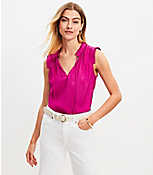 Petite Pleated Tie Neck Top carousel Product Image 1