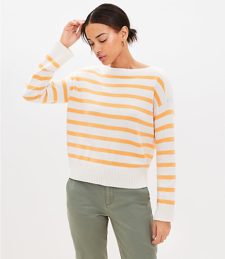 Petite Striped Boatneck Sweater image number 0