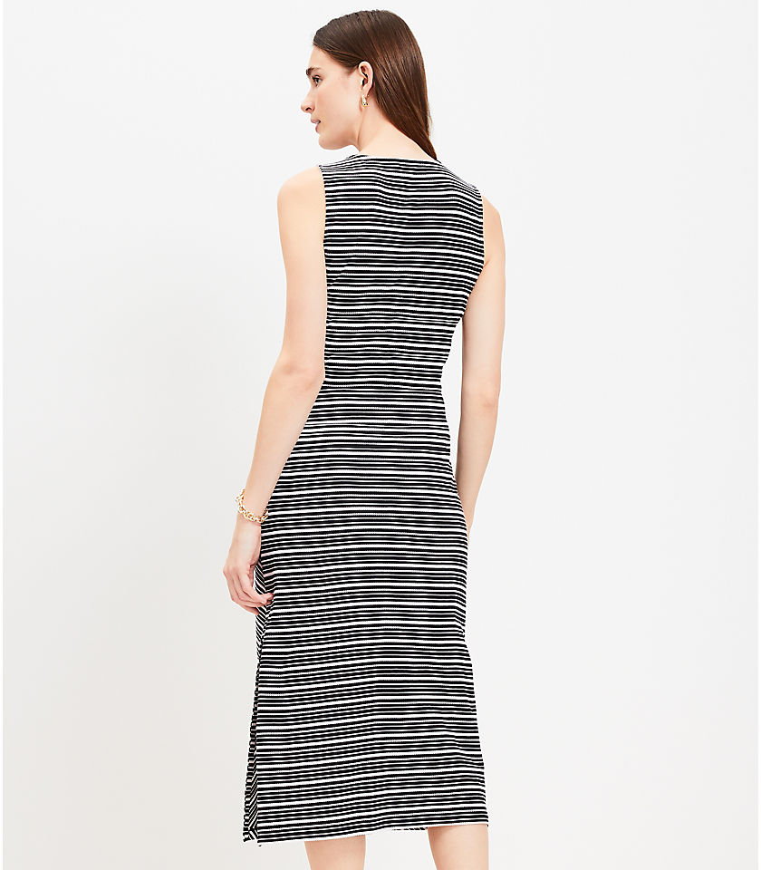 Stripe Knotted Crossover Midi Dress