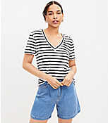 Petite Striped Everyday V-Neck Tee carousel Product Image 1