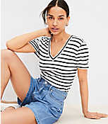 Petite Striped Everyday V-Neck Tee carousel Product Image 2