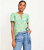 Floral Notched Flutter Sleeve Top carousel Product Image 1