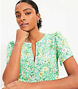 Floral Notched Flutter Sleeve Top carousel Product Image 2