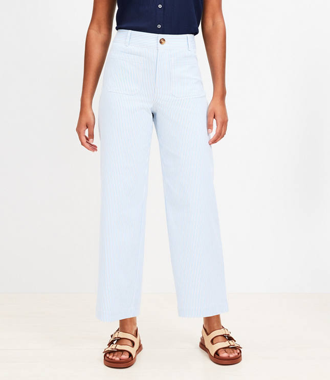 Petite Palmer Wide Leg Crop Pants in Stripe