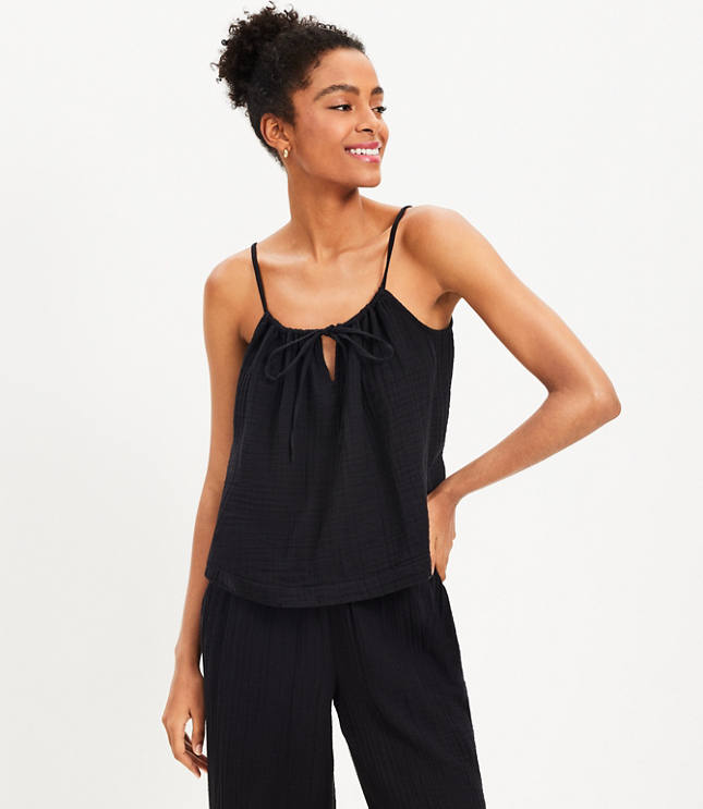 Loft Petite LOFT Beach Triple Cloth Tie Neck Cami