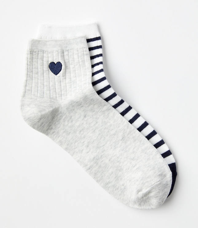 Heart & Stripe Ankle Sock Set