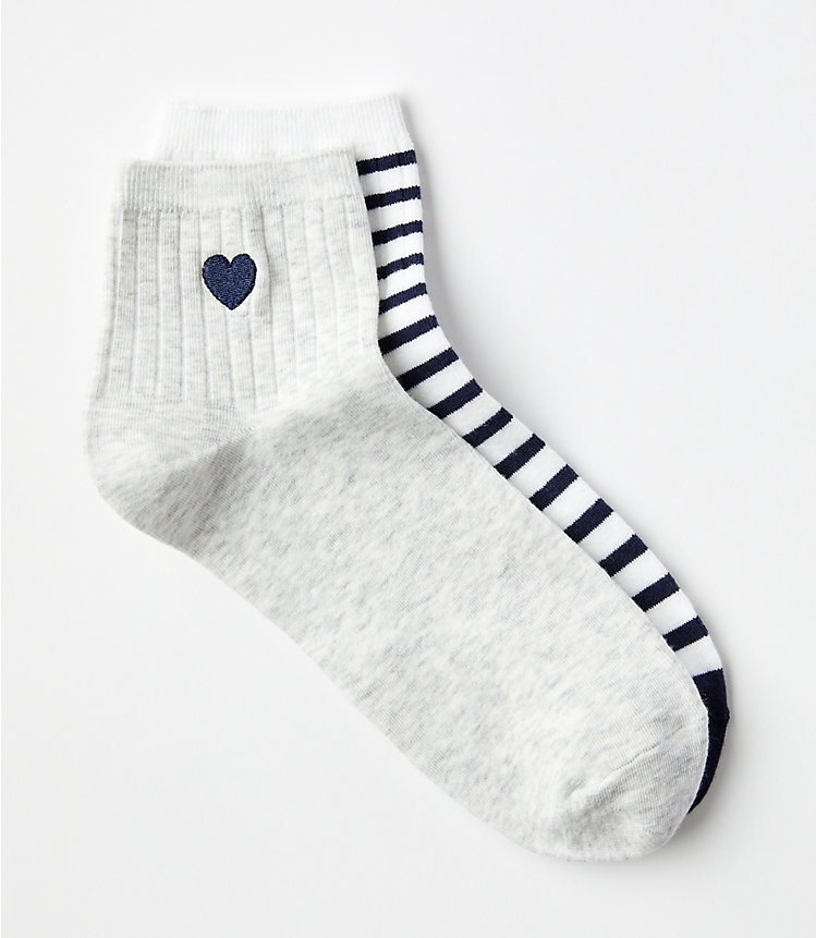 Heart & Stripe Ankle Sock Set image number null
