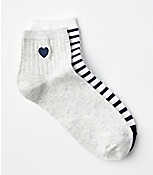Heart & Stripe Ankle Sock Set carousel Product Image 1