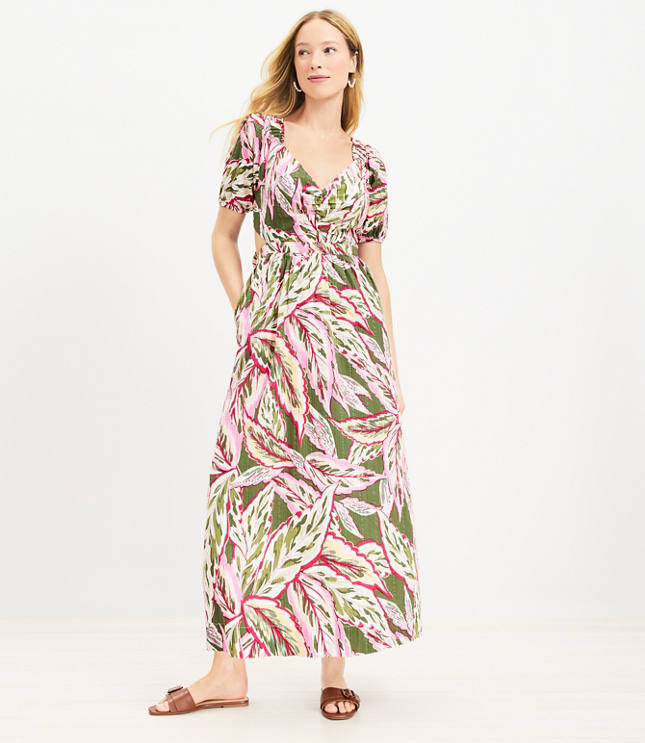 LOFT Beach Palm Cutout Maxi Dress