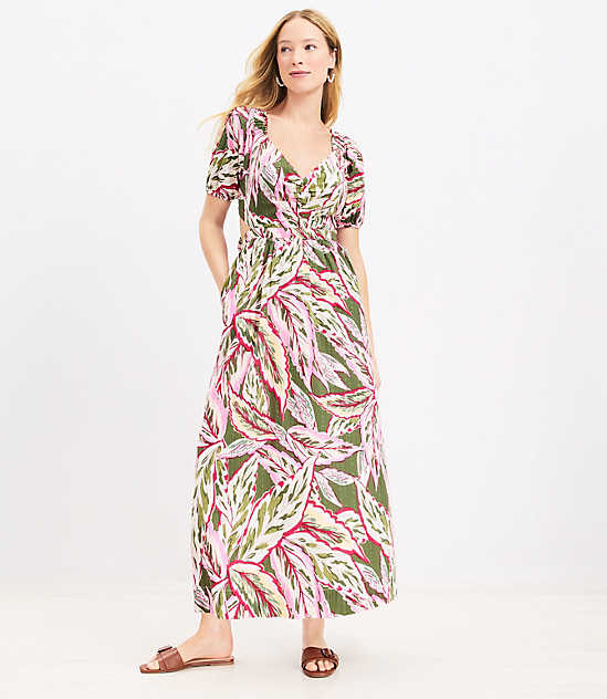LOFT Beach Palm Cutout Maxi Dress