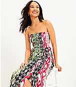 Petite LOFT Beach Scroll Smocked Midi Cami Dress carousel Product Image 2