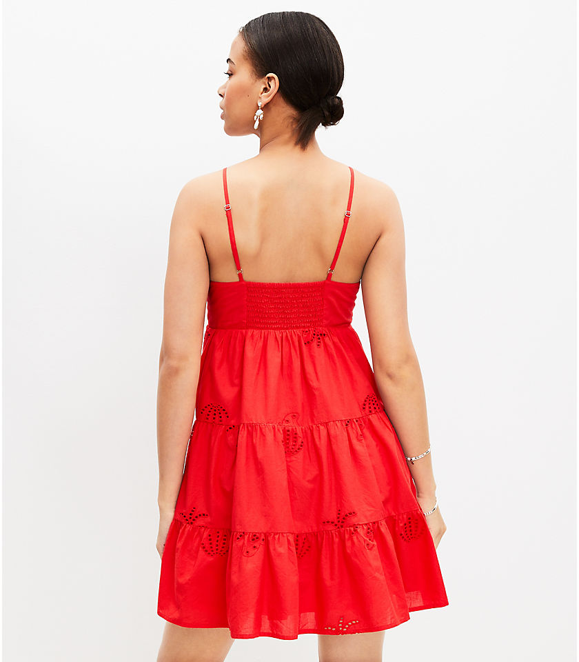Tropical Eyelet Strappy Swing Dress