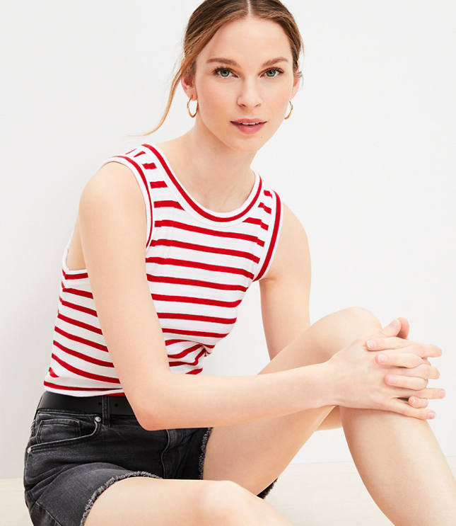 Petite Striped Harbor Tank Top