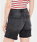 Frayed Boyfriend Shorts in Washed Black Wash carousel Product Image 3
