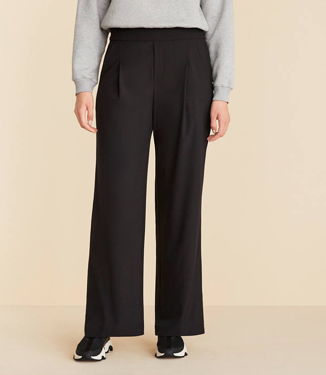 Lou & Grey Pintucked Fluffy Fleece Wide Leg Pants