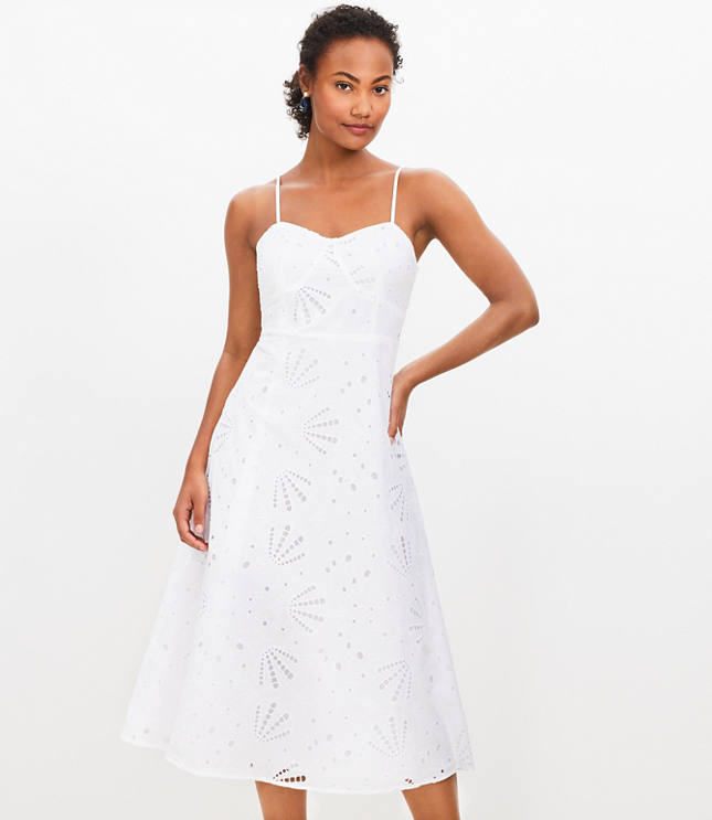 Petite Eyelet Sweetheart Midi Dress