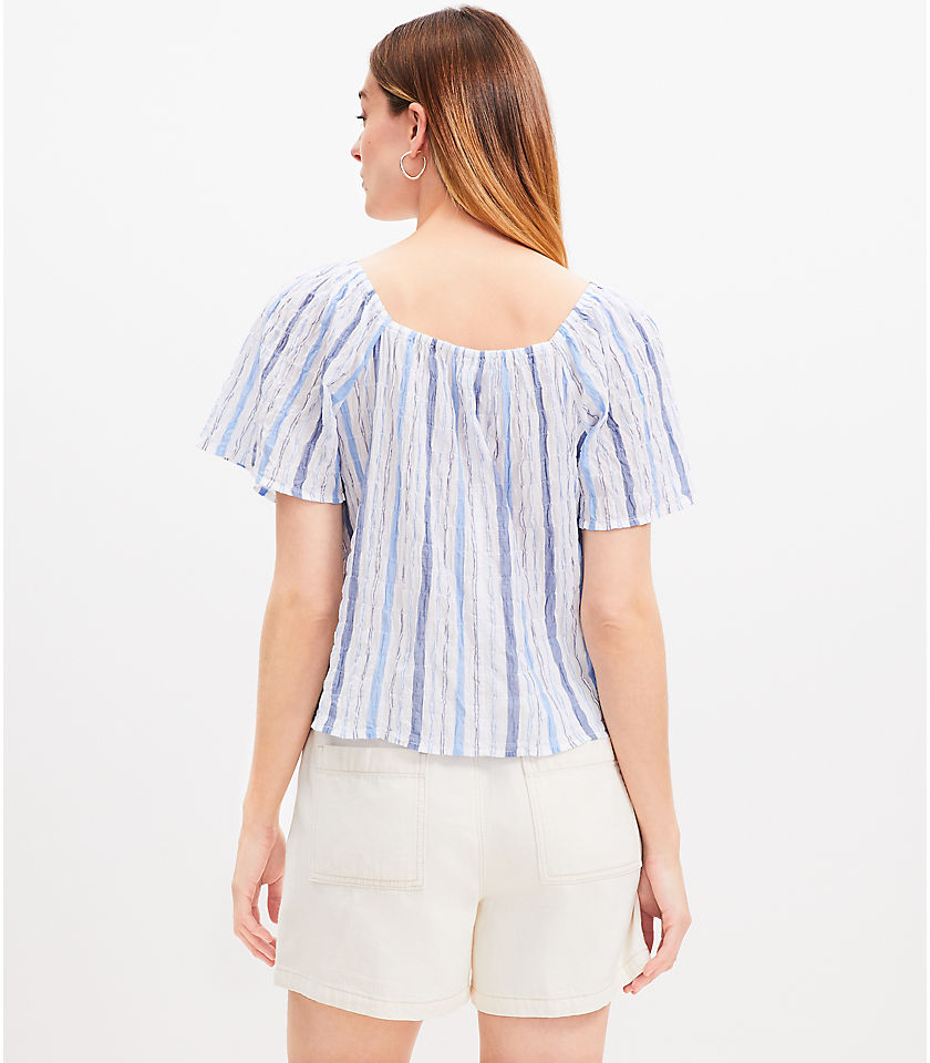 Petite Striped Sweetheart Neck Top