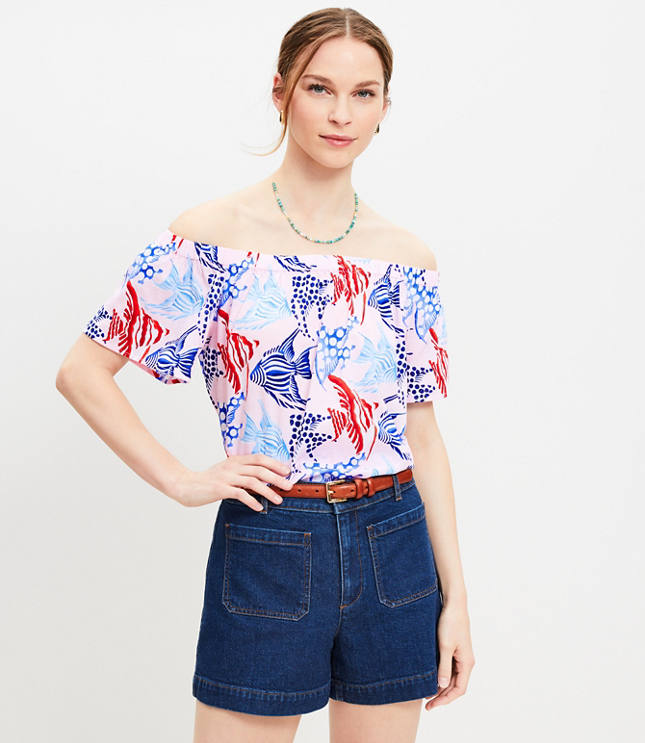 Petite Fish Off The Shoulder Top