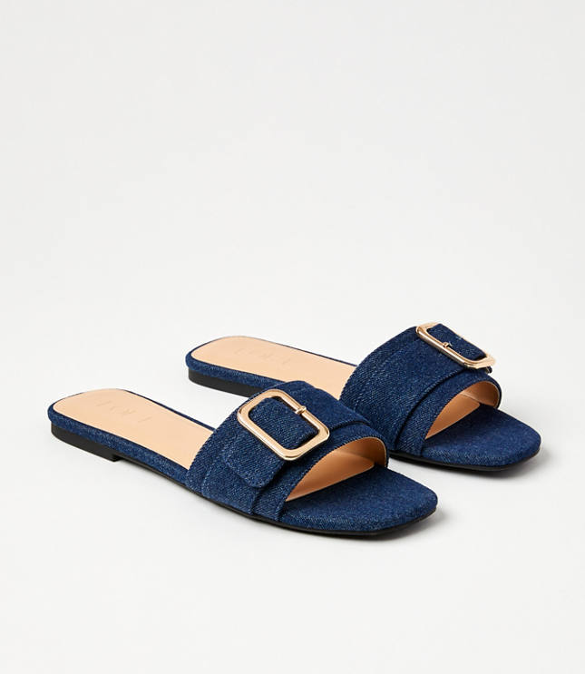 Slide sandals with discount buckle