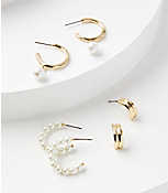 Pearlized Hoop Earring Set carousel Product Image 1