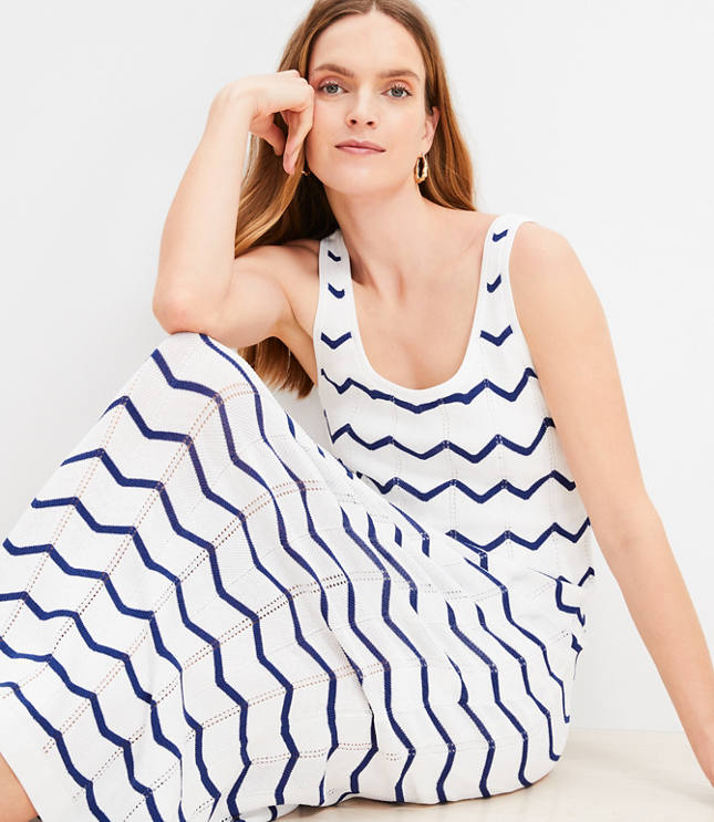 Chevron Open Stitch Sweater Tank Dress