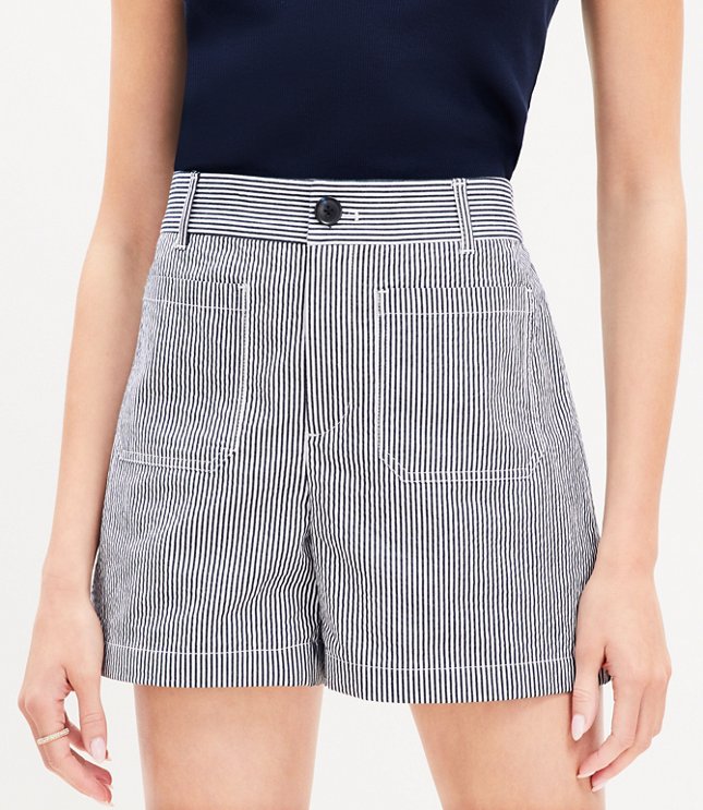 Petite Palmer Shorts in Seersucker Stripe