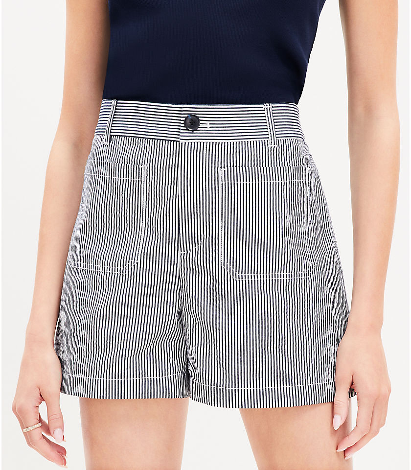 Petite Palmer Shorts in Seersucker Stripe