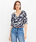 Petite Forget Me Not Pleated V-Neck Blouse carousel Product Image 1