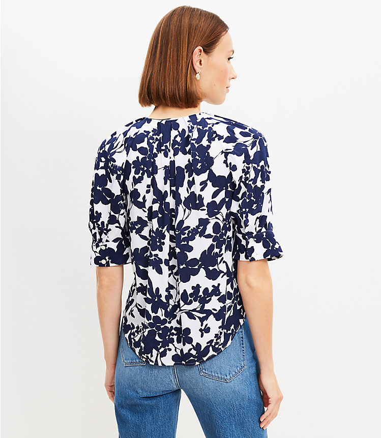 Petite Forget Me Not Pleated V-Neck Blouse image number 2