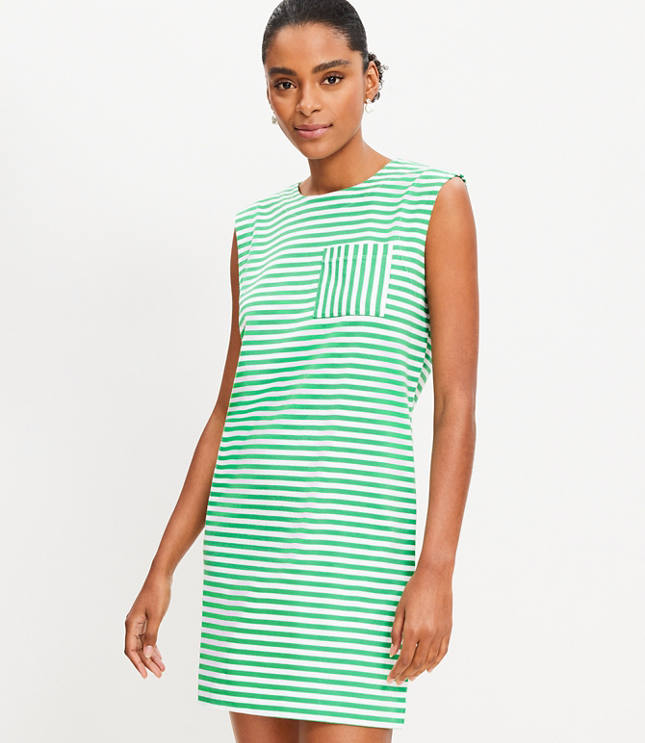 Petite Striped Pocket Muscle Tee Dress