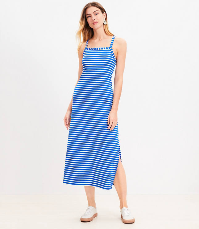 Petite Stripe Ribbed Bra Maxi Dress