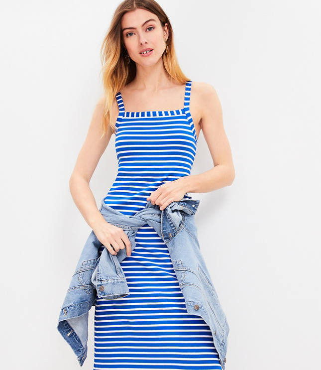 Petite Stripe Ribbed Bra Maxi Dress