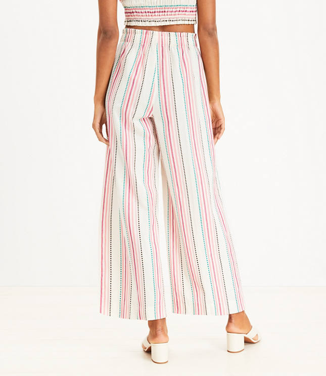 Petite LOFT Beach Striped Smocked Wide Leg Pants