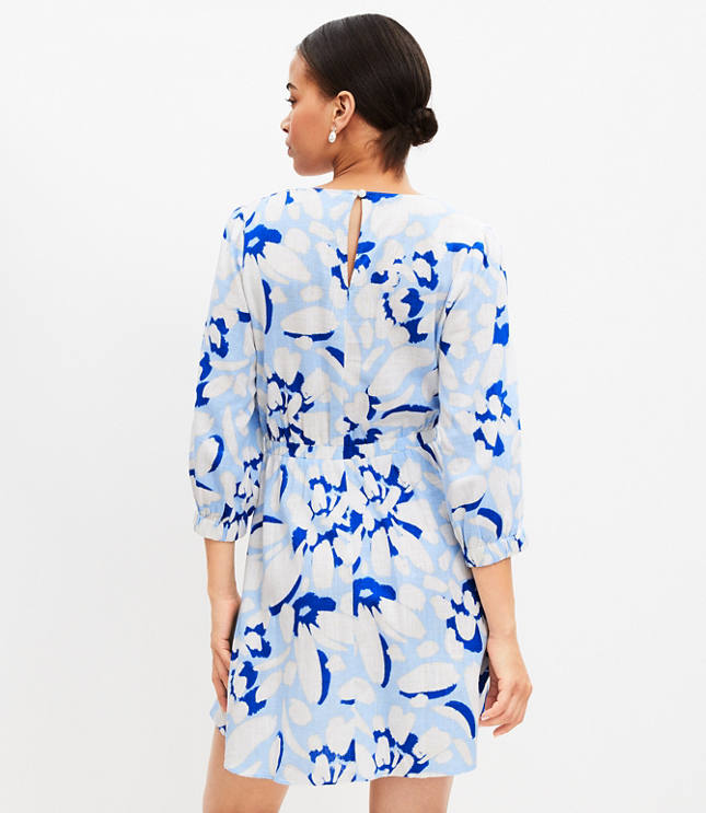 Petite Brushed Daisy Balloon Sleeve Flare Dress