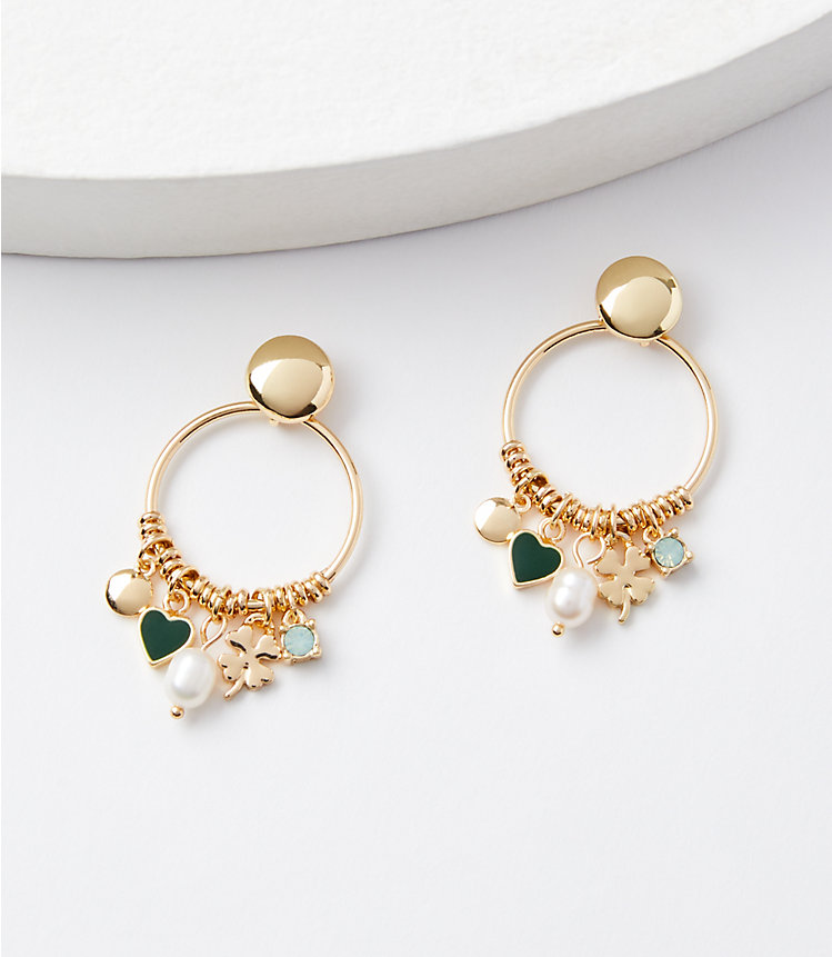 St. Patrick's Day Charm Hoop Earrings image number null