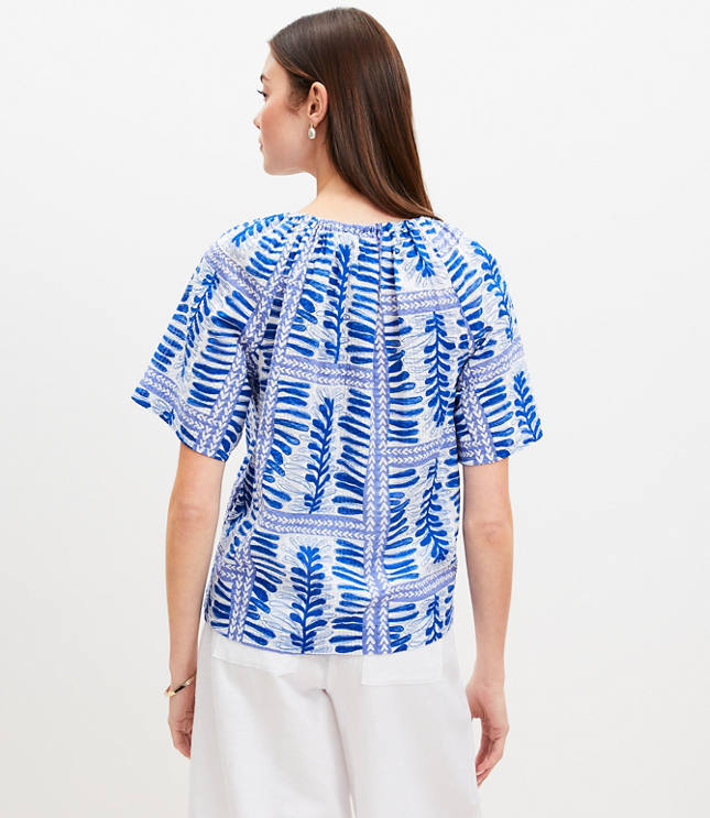 Petite Fern Stripe Tasseled V-Neck Blouse carousel Product Image 3