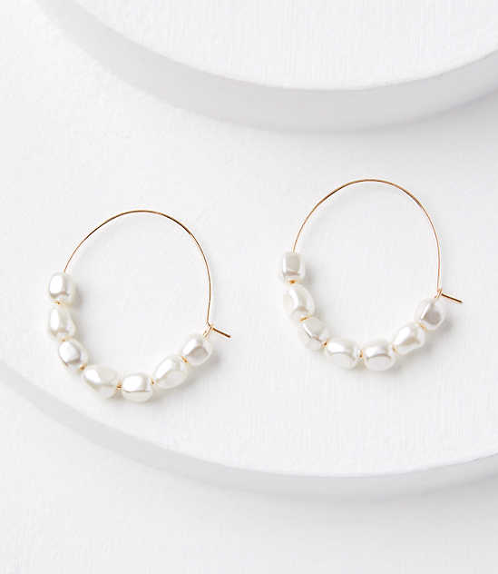 Pearlized Crescent Hoop Earrings