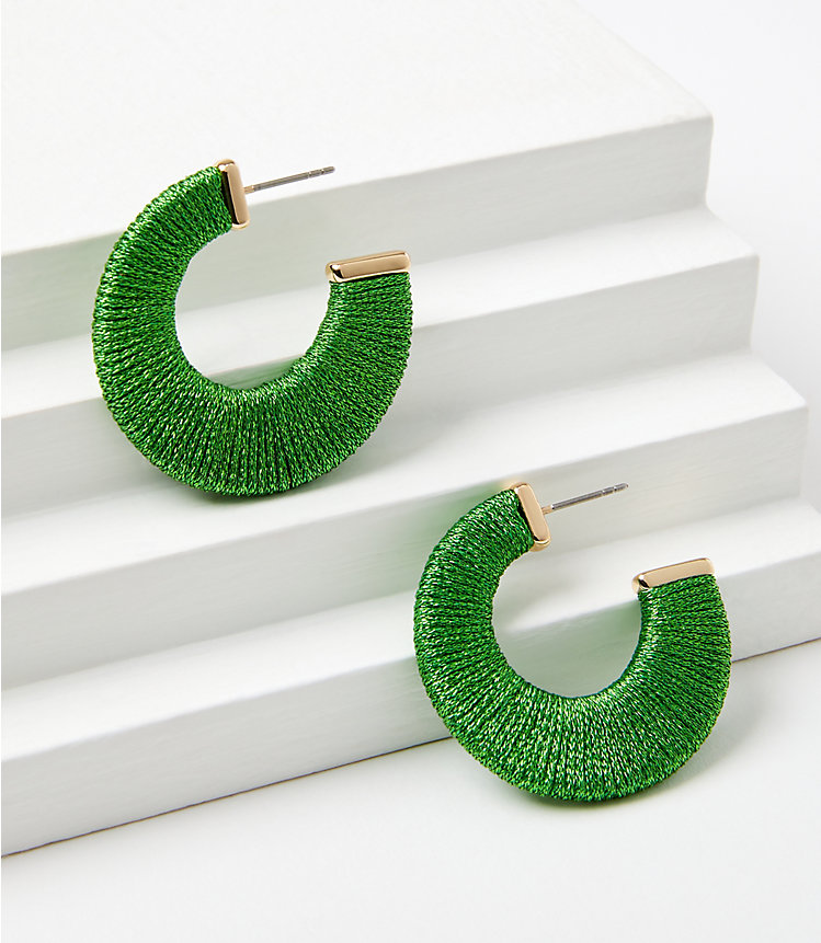 Fabric Wrapped Hoop Earrings image number null