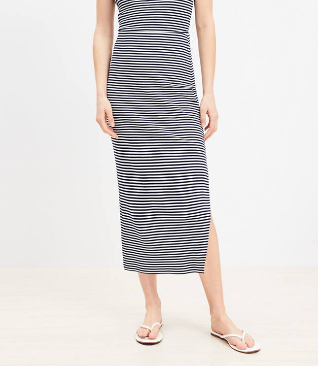 Stripe Ribbed Column Skirt