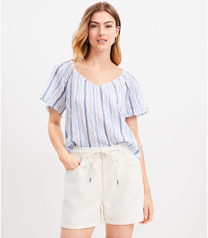 Striped Sweetheart Neck Top