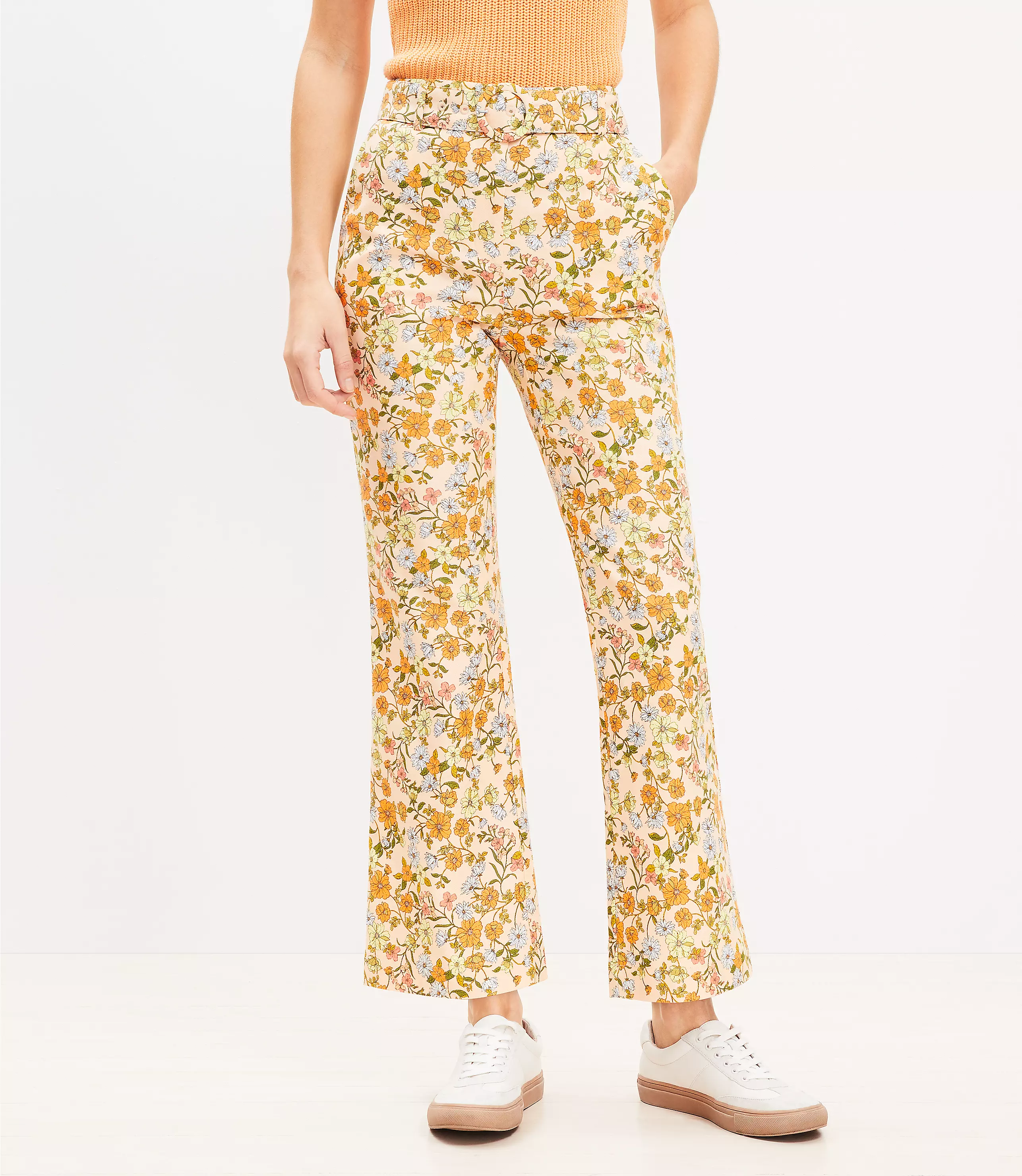 Belted Sutton Kick Crop Pants in Floral
