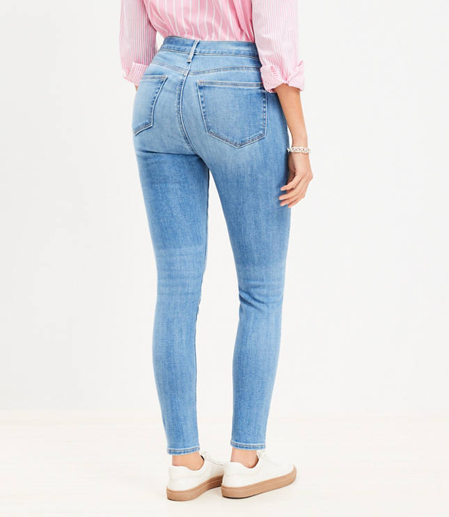 Mid-Rise Distressed Rockstar Super Skinny White Ankle Jeans for Women