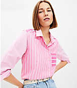 Petite Striped Cotton Blend Relaxed Shirt carousel Product Image 2