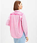 Petite Striped Cotton Blend Relaxed Shirt carousel Product Image 3